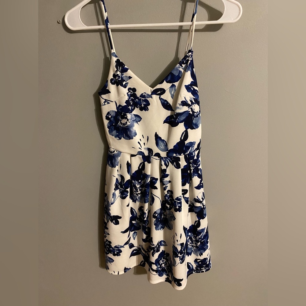 Blue and white floral dress